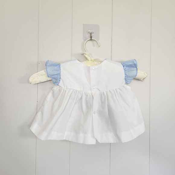 Vintage 80s Baby Girl White Sailboat Dress 1980s Feminine Ruffles Cottagecore - Picture 4 of 8